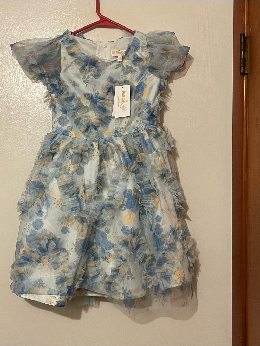 Kensie Girl Light Blue Floral Ruffle Party Dress